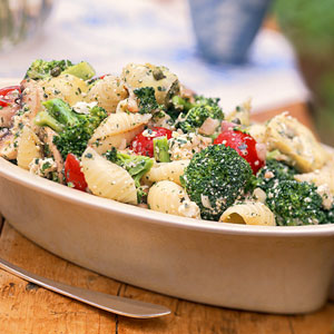 creamy pasta with roasted red pepers and broccoli recipe